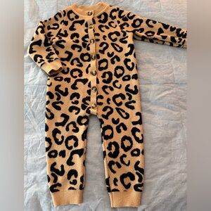 Leopard Print 6-12 mos One Piece Sweater Button Front Coverall
